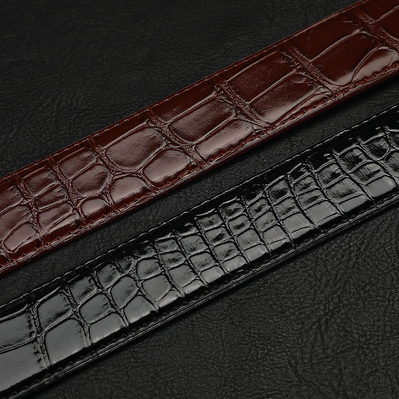 Plyesxale 3,5 cm širine krokodilskog uzorka od kravlje kože kožni remen za muškarce Automatski remen bez kopče s čegrtaljkom bez rupa G1233