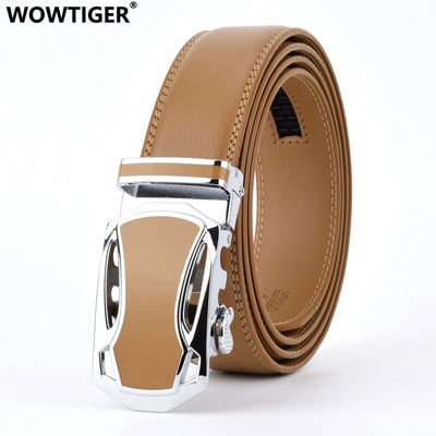 WOWTIGER Designers Ανδρικά μαύρα αυτόματη πόρπη Δερμάτινη ζώνη πολυτελείας Ανδρική πόρπη από κράμα Ζώνες για άνδρες Ceinture Homme Cinto Masculino