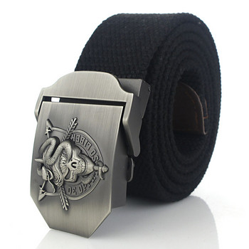 BOKADIAO Men&Women Military Canvas belt luxury cobra Skull Metal buckle jeans belt Армейски тактически колани за мъжка каишка за талията