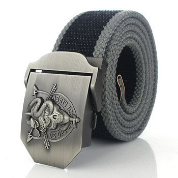 BOKADIAO Men&Women Military Canvas belt luxury cobra Skull Metal buckle jeans belt Армейски тактически колани за мъжка каишка за талията