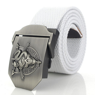 BOKADIAO Muški i ženski vojni platneni remen luksuzna cobra lubanja metalna kopča jeans remen Vojni taktički remeni za muški remen oko struka