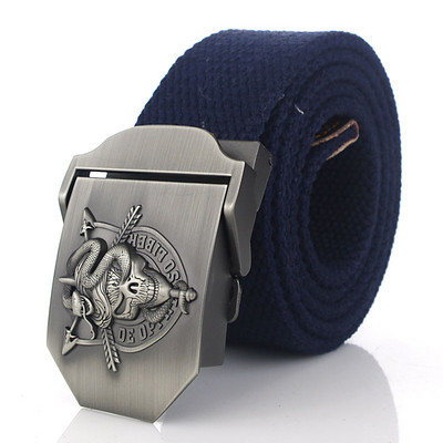 BOKADIAO Muški i ženski vojni platneni remen luksuzna cobra lubanja metalna kopča jeans remen Vojni taktički remeni za muški remen oko struka