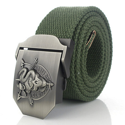 BOKADIAO Muški i ženski vojni platneni remen luksuzna cobra lubanja metalna kopča jeans remen Vojni taktički remeni za muški remen oko struka