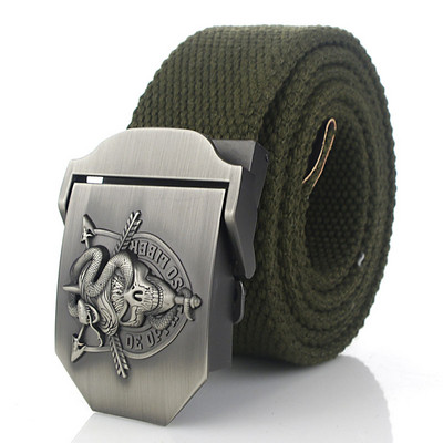 BOKADIAO Muški i ženski vojni platneni remen luksuzna cobra lubanja metalna kopča jeans remen Vojni taktički remeni za muški remen oko struka