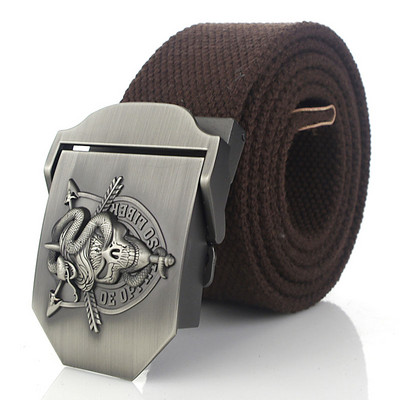 BOKADIAO Muški i ženski vojni platneni remen luksuzna cobra lubanja metalna kopča jeans remen Vojni taktički remeni za muški remen oko struka