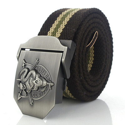 BOKADIAO Muški i ženski vojni platneni remen luksuzna cobra lubanja metalna kopča jeans remen Vojni taktički remeni za muški remen oko struka