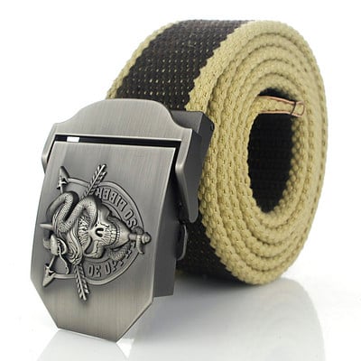 BOKADIAO Muški i ženski vojni platneni remen luksuzna cobra lubanja metalna kopča jeans remen Vojni taktički remeni za muški remen oko struka