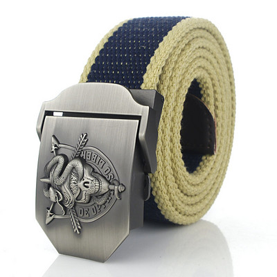 BOKADIAO Muški i ženski vojni platneni remen luksuzna cobra lubanja metalna kopča jeans remen Vojni taktički remeni za muški remen oko struka