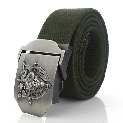 BOKADIAO Muški i ženski vojni platneni remen luksuzna cobra lubanja metalna kopča jeans remen Vojni taktički remeni za muški remen oko struka