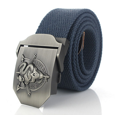 BOKADIAO Muški i ženski vojni platneni remen luksuzna cobra lubanja metalna kopča jeans remen Vojni taktički remeni za muški remen oko struka
