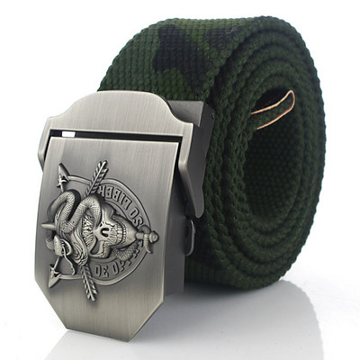 BOKADIAO Muški i ženski vojni platneni remen luksuzna cobra lubanja metalna kopča jeans remen Vojni taktički remeni za muški remen oko struka