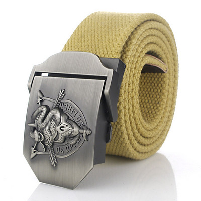 BOKADIAO Muški i ženski vojni platneni remen luksuzna cobra lubanja metalna kopča jeans remen Vojni taktički remeni za muški remen oko struka