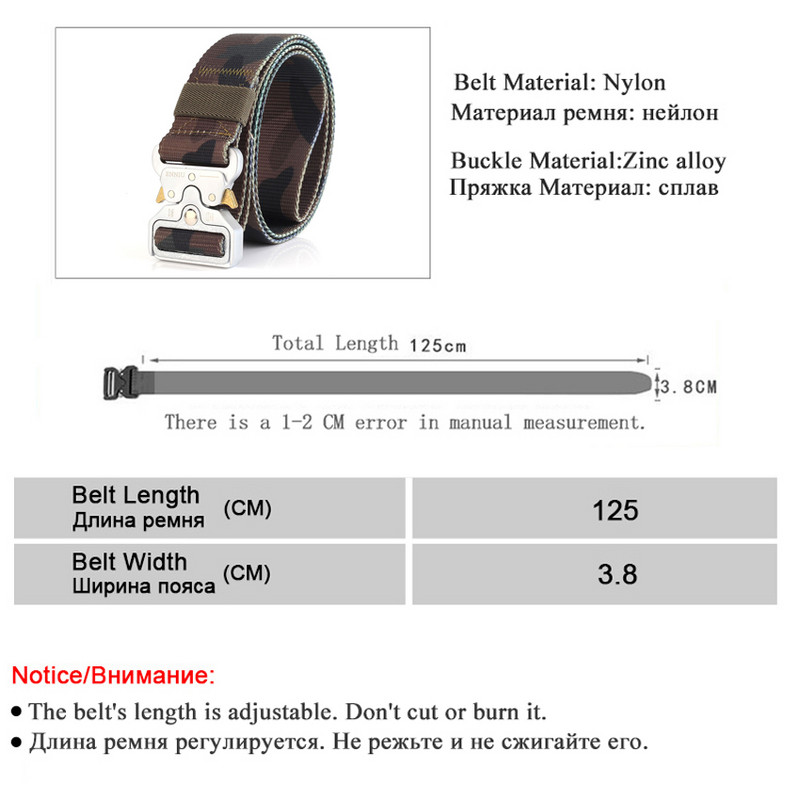 Modni taktički muški remen Pravi najlonski remen za traperice Hlače Platneni remen u vojnom stilu Metalna kopča Dizajnerski remen oko struka Lovački dar
