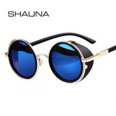SHAUNA Vintage Naiste Steampunk Retro Coating Meeste Ümarad päikeseprillid Brand Designer Punk päikeseprillid UV400