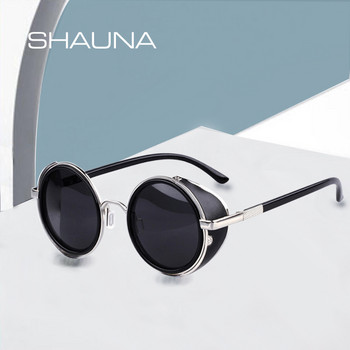 SHAUNA Винтидж дамски стиймпънк ретро покритие Мъжки кръгли слънчеви очила Маркови дизайнерски пънк слънчеви очила UV400