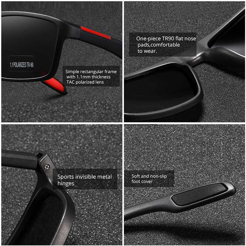 KDEAM pravokutne ultra lagane sunčane naočale TR90 Muške polarizirane TAC leće debljine 1,1 mm Sunčane naočale za vožnju Ženske sportske muške KD101