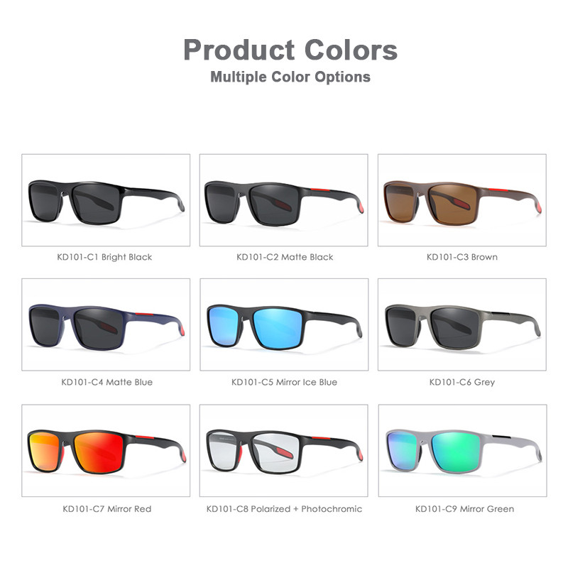 KDEAM pravokutne ultra lagane sunčane naočale TR90 Muške polarizirane TAC leće debljine 1,1 mm Sunčane naočale za vožnju Ženske sportske muške KD101