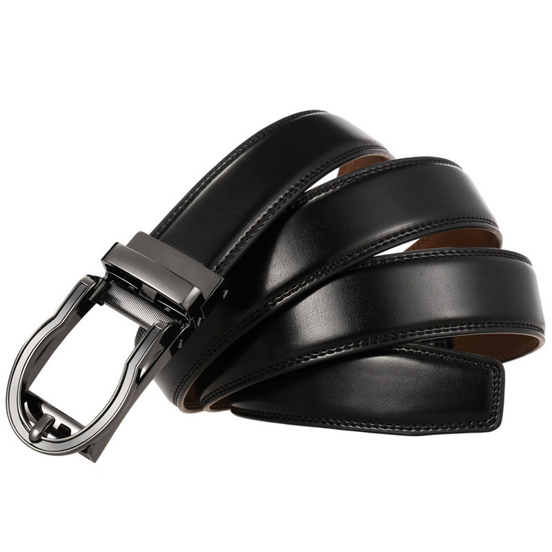 Plyesxale Muški remen od kravlje kože širine 3 cm, modni izdubljeni dizajnerski remen od legure cinka s automatskom kopčom Muški remen Poslovni remeni B911