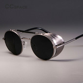 zml14 Retro apvalūs metaliniai akiniai nuo saulės Steampunk Vyrai Moterims Prekės ženklo dizainerio akiniai Oculos De Sol Shades Apsauga nuo UV spindulių