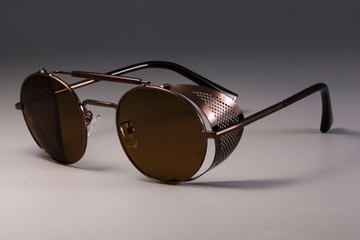 zml14 Retro apvalūs metaliniai akiniai nuo saulės Steampunk Vyrai Moterims Prekės ženklo dizainerio akiniai Oculos De Sol Shades Apsauga nuo UV spindulių
