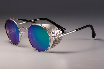 zml14 Retro apvalūs metaliniai akiniai nuo saulės Steampunk Vyrai Moterims Prekės ženklo dizainerio akiniai Oculos De Sol Shades Apsauga nuo UV spindulių