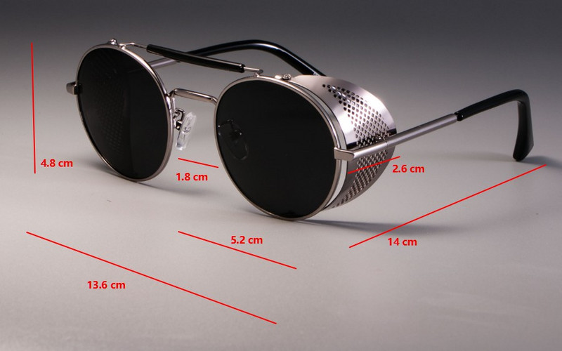 zml14 Retro apvalūs metaliniai akiniai nuo saulės Steampunk Vyrai Moterims Prekės ženklo dizainerio akiniai Oculos De Sol Shades Apsauga nuo UV spindulių