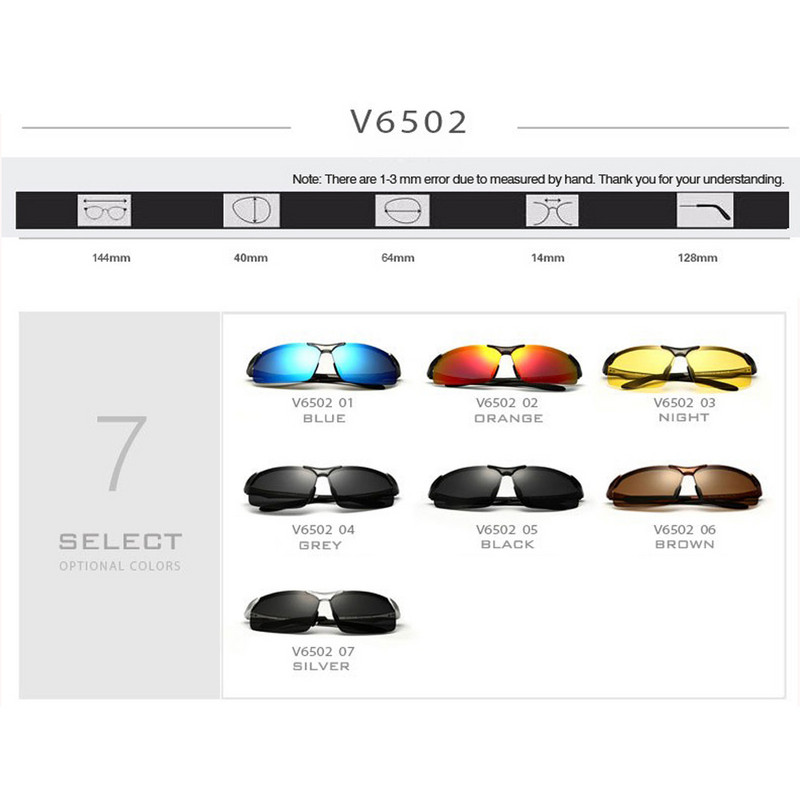 VEITHDIA Aluminij Magnezij Muške polarizirane sunčane naočale Noćno gledanje Ogledalo Muške naočale Sunčane naočale Oculos za muškarce 6502