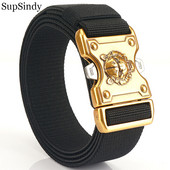 SupSindy Vojni vojni muški remen Rastezljivi elastični najlonski taktički remen Zlatni tigar, kopča od legure platna, remen za treniranje, muški remen