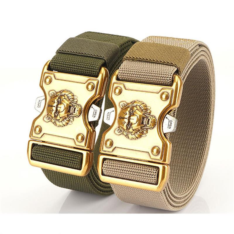 SupSindy Vojni vojni muški remen Rastezljivi elastični najlonski taktički remen Zlatni tigar, kopča od legure platna, remen za treniranje, muški remen