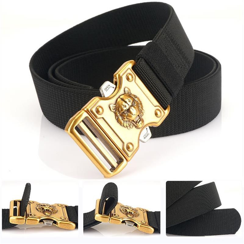 SupSindy Vojni vojni muški remen Rastezljivi elastični najlonski taktički remen Zlatni tigar, kopča od legure platna, remen za treniranje, muški remen