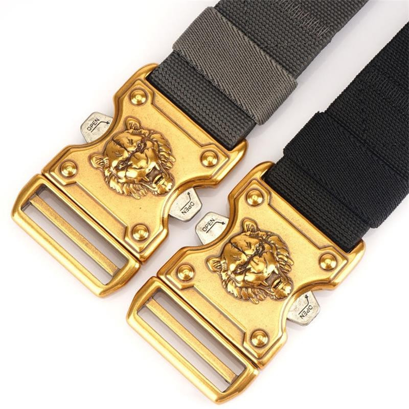 SupSindy Vojni vojni muški remen Rastezljivi elastični najlonski taktički remen Zlatni tigar, kopča od legure platna, remen za treniranje, muški remen