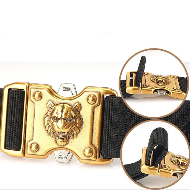 SupSindy Vojni vojni muški remen Rastezljivi elastični najlonski taktički remen Zlatni tigar, kopča od legure platna, remen za treniranje, muški remen