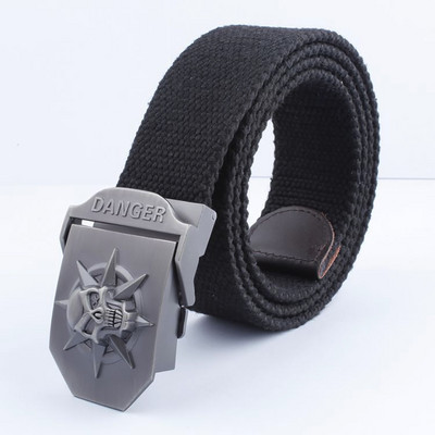 2021 m. Naujas vyrų karinis drobinis diržas, skeletas, kaukolės lydinio diržo sagtis, populiarus pankiškas diržas