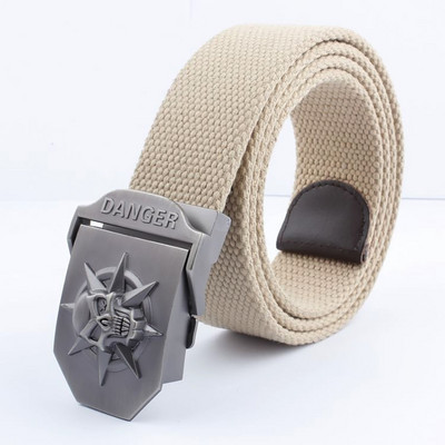 2021 m. Naujas vyrų karinis drobinis diržas, skeletas, kaukolės lydinio diržo sagtis, populiarus pankiškas diržas