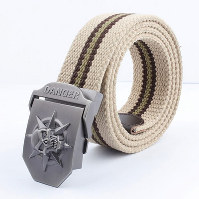 2021 m. Naujas vyrų karinis drobinis diržas, skeletas, kaukolės lydinio diržo sagtis, populiarus pankiškas diržas