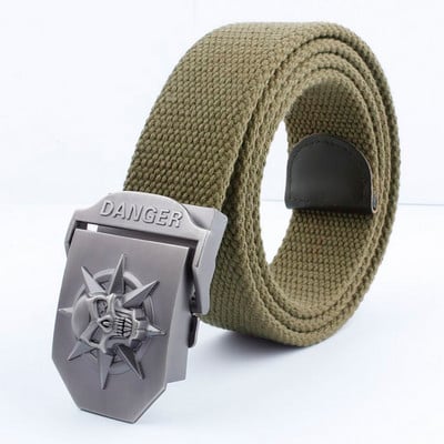 2021 m. Naujas vyrų karinis drobinis diržas, skeletas, kaukolės lydinio diržo sagtis, populiarus pankiškas diržas