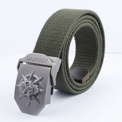 2021 m. Naujas vyrų karinis drobinis diržas, skeletas, kaukolės lydinio diržo sagtis, populiarus pankiškas diržas