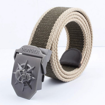 2021 m. Naujas vyrų karinis drobinis diržas, skeletas, kaukolės lydinio diržo sagtis, populiarus pankiškas diržas