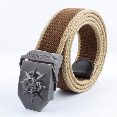 2021 m. Naujas vyrų karinis drobinis diržas, skeletas, kaukolės lydinio diržo sagtis, populiarus pankiškas diržas