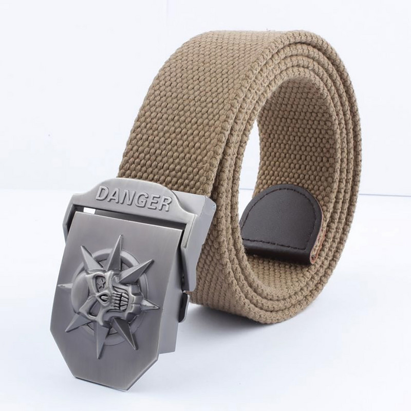 2021 m. Naujas vyrų karinis drobinis diržas, skeletas, kaukolės lydinio diržo sagtis, populiarus pankiškas diržas