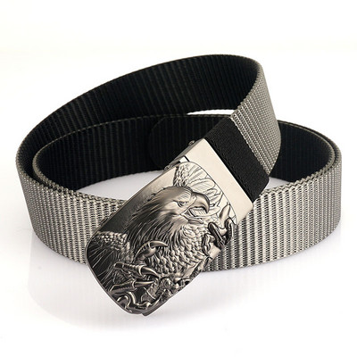 SupSindy Man kétoldalas nylon öv Eagle Rotate fém automata csatos vászon övek férfi farmernadrág derékpánt kétszínű férfi pánt