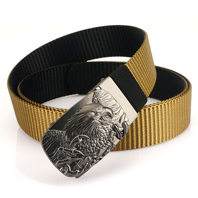 SupSindy Man kétoldalas nylon öv Eagle Rotate fém automata csatos vászon övek férfi farmernadrág derékpánt kétszínű férfi pánt