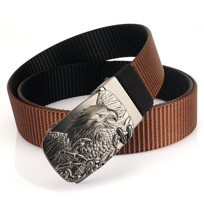 SupSindy Man kétoldalas nylon öv Eagle Rotate fém automata csatos vászon övek férfi farmernadrág derékpánt kétszínű férfi pánt