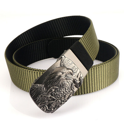 SupSindy Man kétoldalas nylon öv Eagle Rotate fém automata csatos vászon övek férfi farmernadrág derékpánt kétszínű férfi pánt