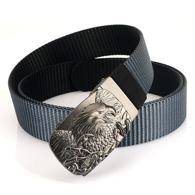 SupSindy Man kétoldalas nylon öv Eagle Rotate fém automata csatos vászon övek férfi farmernadrág derékpánt kétszínű férfi pánt