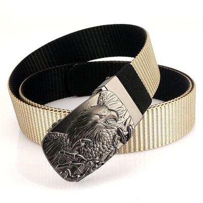 SupSindy Man kétoldalas nylon öv Eagle Rotate fém automata csatos vászon övek férfi farmernadrág derékpánt kétszínű férfi pánt