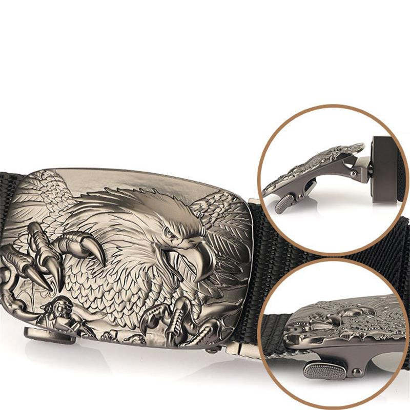 SupSindy Man kétoldalas nylon öv Eagle Rotate fém automata csatos vászon övek férfi farmernadrág derékpánt kétszínű férfi pánt