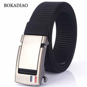 BOKADIAO Muški i ženski najlonski remen Metalni remeni s automatskom kopčom Sportovi na otvorenom Ležerni traperice pojas Vojni vojni platneni muški remen