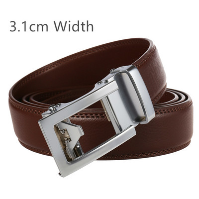 3,1 cm széles férfi üzleti deréköv racsnis csat formális stílusú luxus márka valódi bőr öv férfi fehér fekete khaki B900