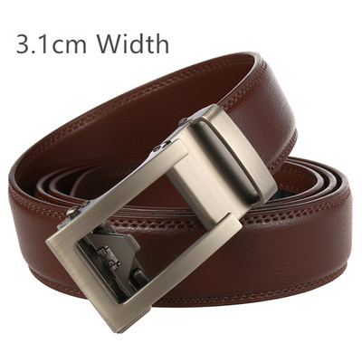 3,1 cm széles férfi üzleti deréköv racsnis csat formális stílusú luxus márka valódi bőr öv férfi fehér fekete khaki B900